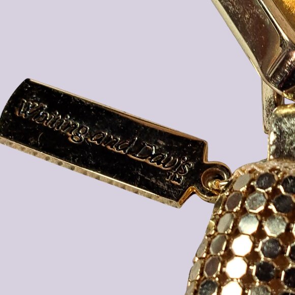 Vintage Whiting and Davis Metallic Metal Mesh Evening Bag Purse Gold Zipper - Picture 2 of 11